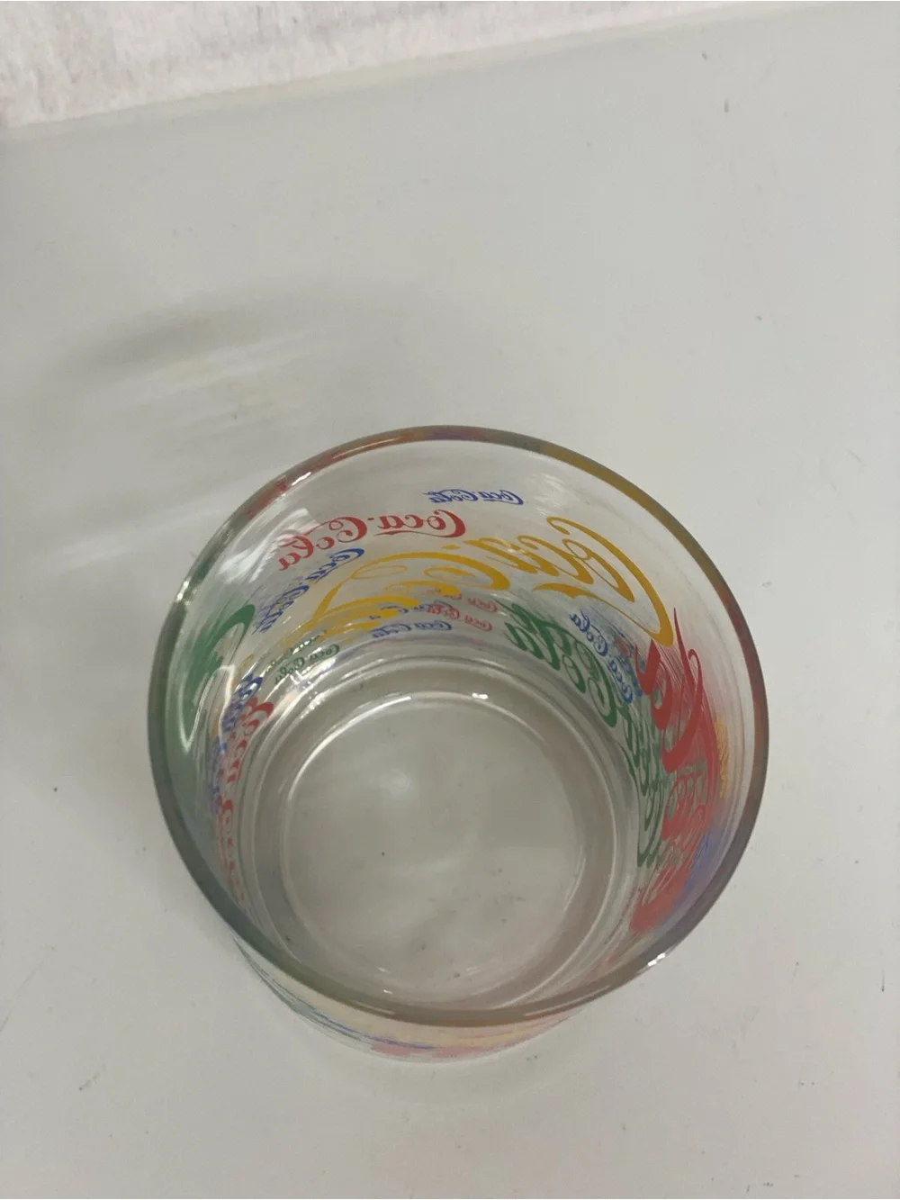 Coca Cola Multicolor 12 Ounce Glass Retro 1980's Rocks Collectible Colorful Fun